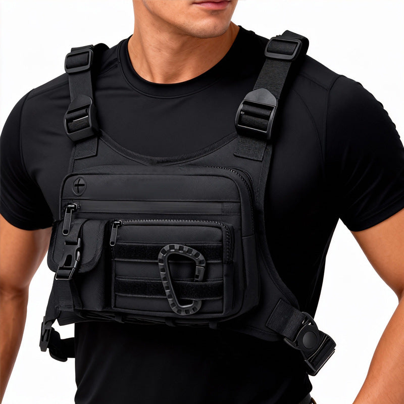 Brown Outdoor Tactical Chest Pack – Lightweight Running & Hiking Vest for Men (27×17×5cm)