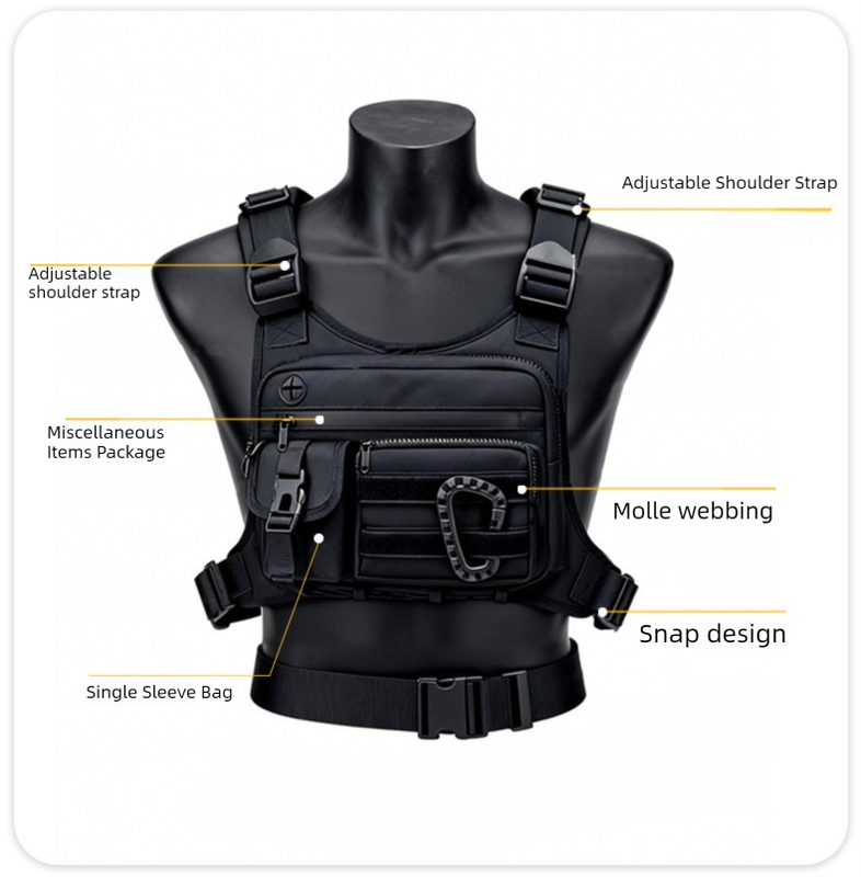 Brown Outdoor Tactical Chest Pack – Lightweight Running & Hiking Vest for Men (27×17×5cm)