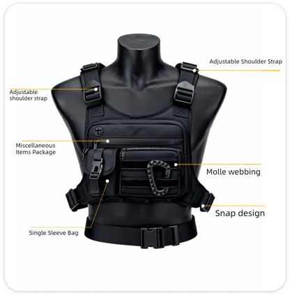 Brown Outdoor Tactical Chest Pack – Lightweight Running & Hiking Vest for Men (27×17×5cm)