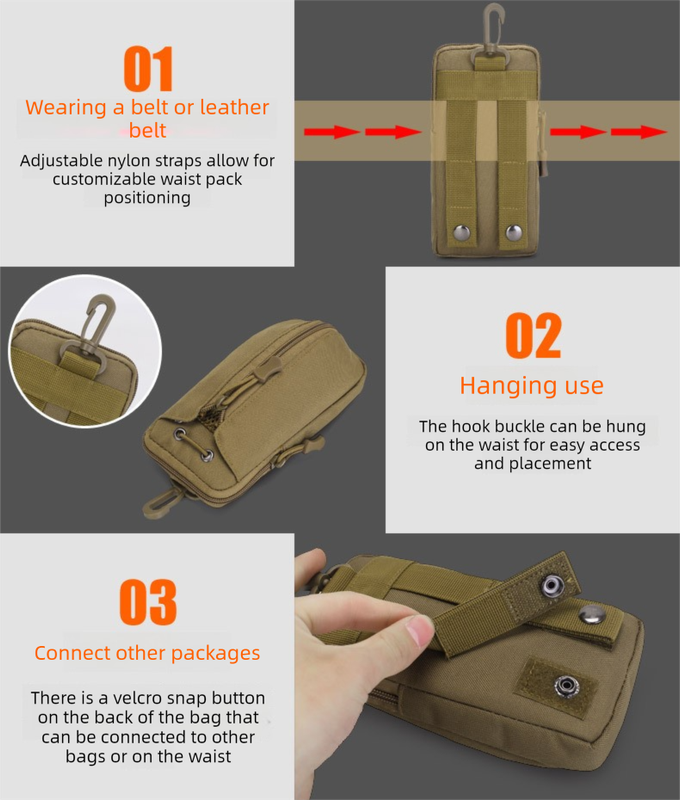 Green camouflage Multi-Functional Outdoor Water Bottle & Phone Pouch – Tactical Zippered Waist Pack for Travel, Hiking, and Daily Use
