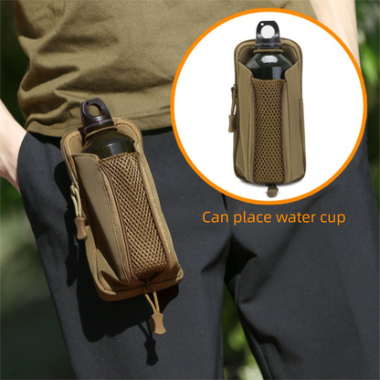Green camouflage Multi-Functional Outdoor Water Bottle & Phone Pouch – Tactical Zippered Waist Pack for Travel, Hiking, and Daily Use
