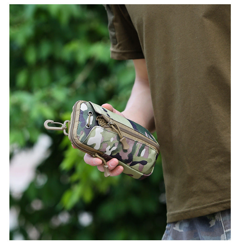 Black camouflage Multi-Functional Outdoor Water Bottle & Phone Pouch – Tactical Zippered Waist Pack for Travel, Hiking, and Daily Use