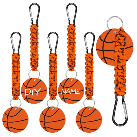 Brown DIY Basketball Keychain – Acrylic Ball Pendant with Nylon Rope, 2-Pack