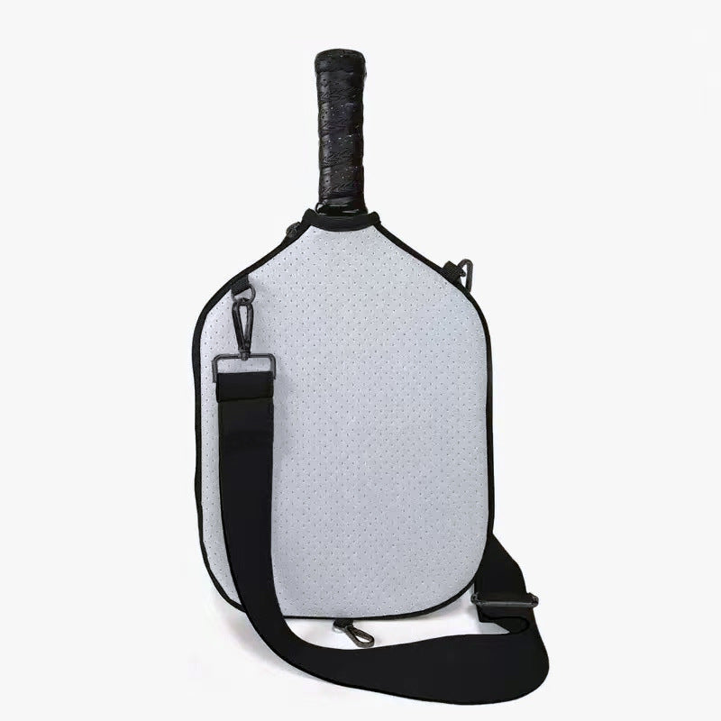 Grey Neoprene Pickleball Paddle Cover â Waterproof Side Pocket Design, Shoulder Bag Style.