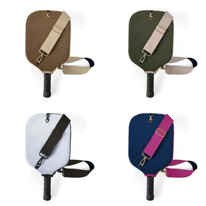 Grey Neoprene Pickleball Paddle Cover â Waterproof Side Pocket Design, Shoulder Bag Style.