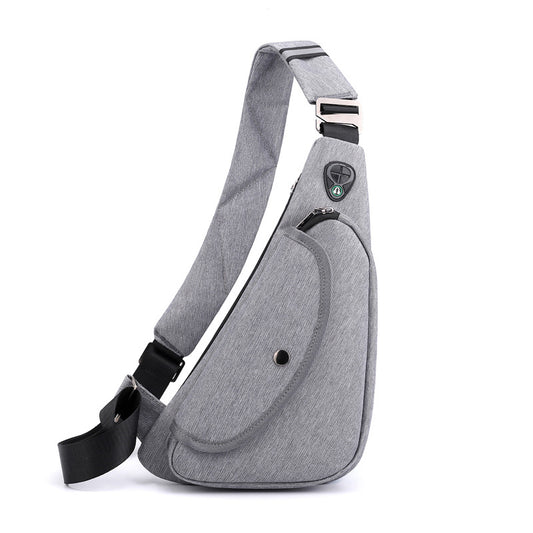Grey Men's Nylon Fabric Chest Bag – Lightweight, Waterproof & Multi-Functional Crossbody Sling Bag