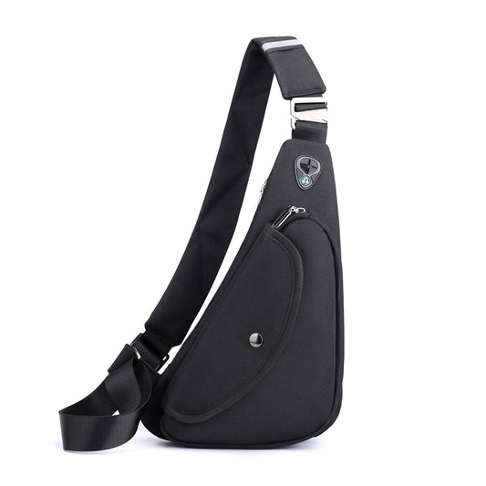 Black Men's Nylon Fabric Chest Bag – Lightweight, Waterproof & Multi-Functional Crossbody Sling Bag