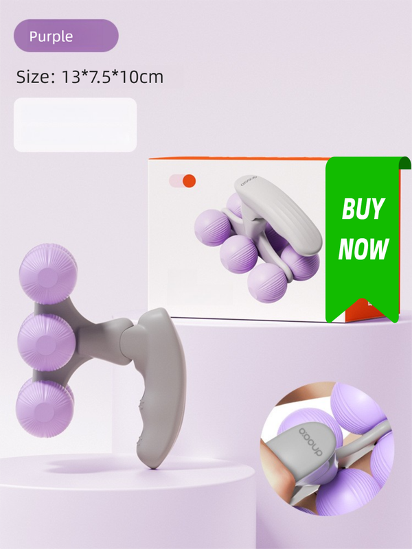 Purple Portable 6-Wheel Massage Roller â Quiet, Compact Muscle Relief Tool for Neck, Back, Legs & Shoulders.