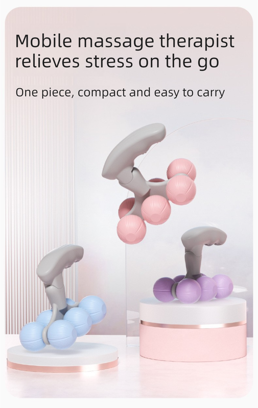 Purple Portable 6-Wheel Massage Roller â Quiet, Compact Muscle Relief Tool for Neck, Back, Legs & Shoulders.