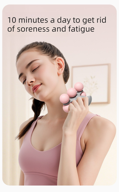 Purple Portable 6-Wheel Massage Roller â Quiet, Compact Muscle Relief Tool for Neck, Back, Legs & Shoulders.