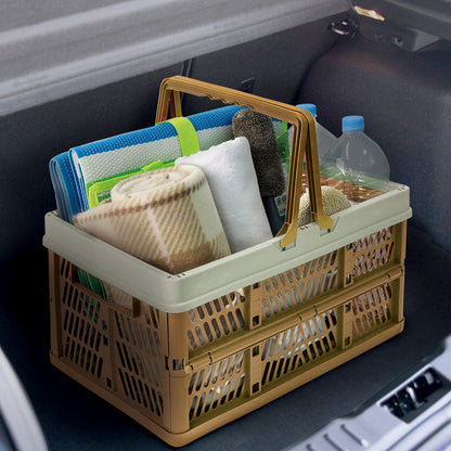 Large Collapsible Storage Basket with Handles - Portable Folding Crate for Shopping, Picnics & Car Trunk(blue)