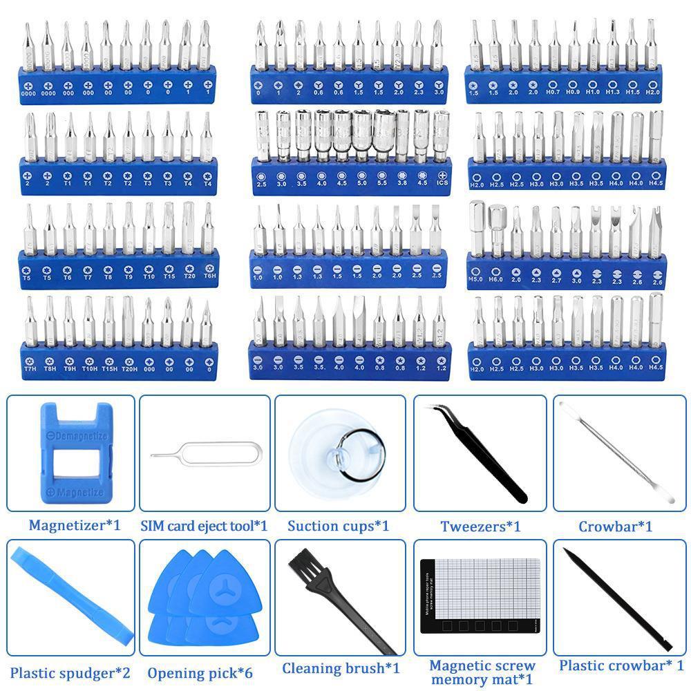 Professional 140-in-1 Precision Screwdriver Repair Tool Kit in Portable Oxford Bag(blue).