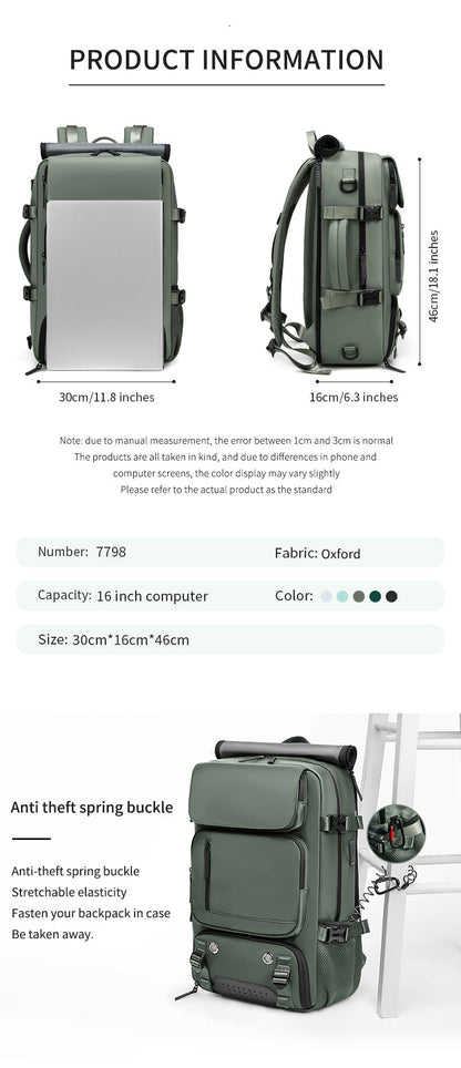 4-in-1 Convertible Travel Backpack & Briefcase - Large Capacity, 16" Laptop Compartment, USB Port(Purple)