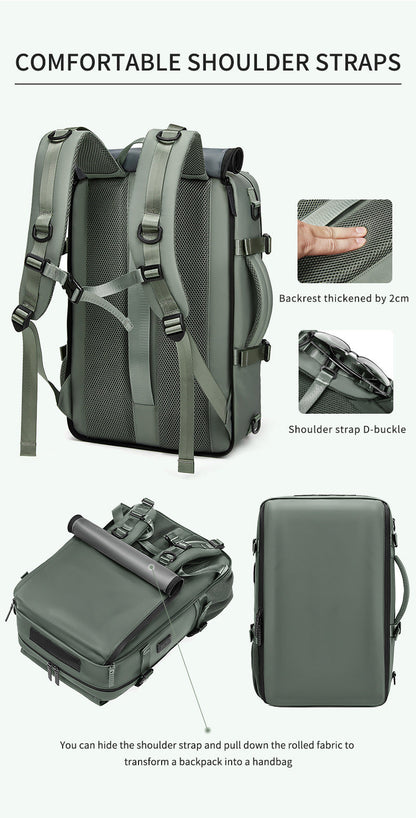 4-in-1 Convertible Travel Backpack & Briefcase - Large Capacity, 16" Laptop Compartment, USB Port(Purple)