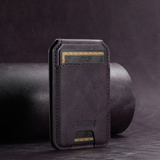 Purple Slim Magnetic Wallet with Kickstand for MagSafe - PU Leather Card Holder