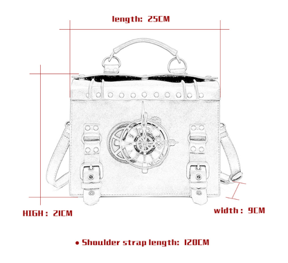 Retro Steampunk Satchel Bag with Decorative Clock & Gears - Gothic Crossbody Purse
