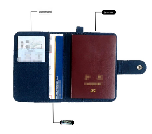 Pink DIY Canvas Passport Holder with 4 Random Patches - Customizable Travel Document Wallet