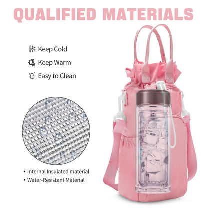 Purple Protective Crossbody Water Bottle Holder with Pockets, Fits 40oz Stanley Tumbler