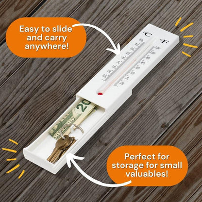 2-Pack Outdoor Fake Thermometer Diversion Safe - Hidden Key, Money, Medicine Hiding Box.