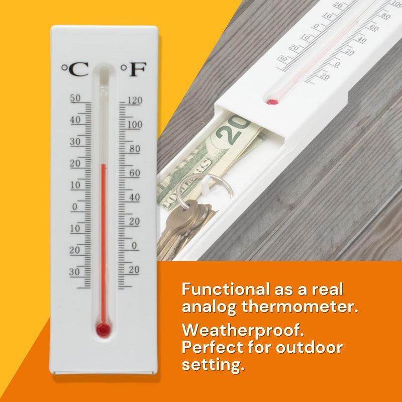 2-Pack Outdoor Fake Thermometer Diversion Safe - Hidden Key, Money, Medicine Hiding Box.