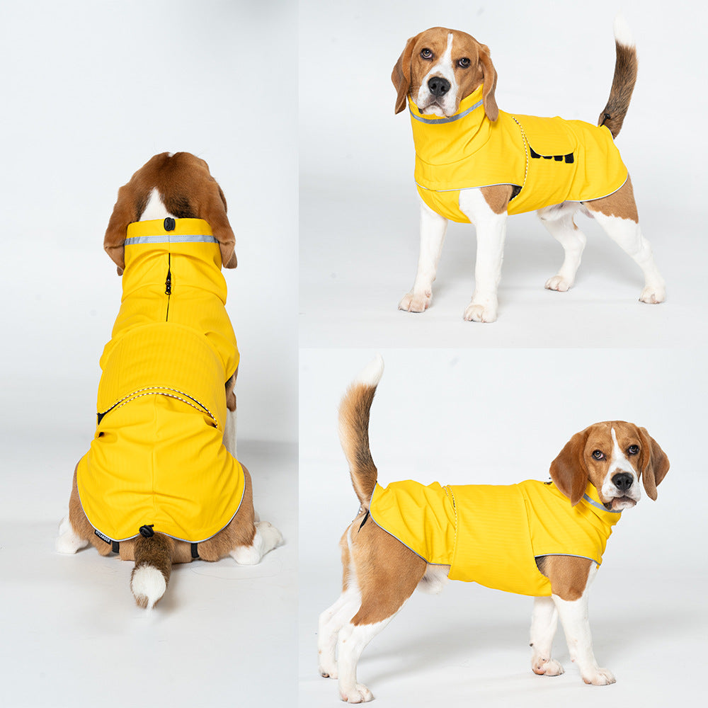 S Dark Blue All-Season Pet Raincoat - Waterproof & Dustproof High-Collar Dog Windbreaker for Spring