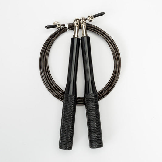 2PCS Black Pro-Grade Speed Jump Rope with Knurled Aluminum Handles - Ball Bearing System for CrossFit, Boxing & Double Unders