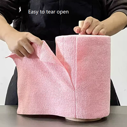 Green 4-Roll Pack, 80 Sheets Reusable Tear-Off Microfiber Cleaning Cloths - Non-Stick Oil & Absorbent Kitchen Wipes