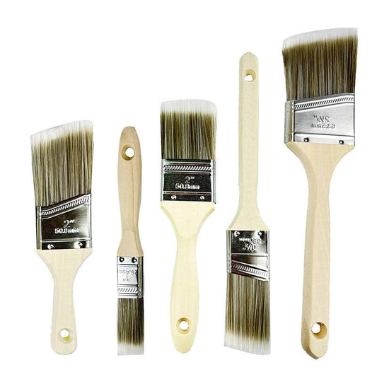 Professional 5-Piece Paint Brush Set - Includes Angled & Flat Brushes for a Perfect Finish on Walls & Trim.