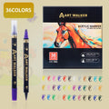 36-Colour Dual Tip Acrylic Paint Pens - Quick-Dry Waterproof Markers for Kids' Art & Crafts, Rock Painting.