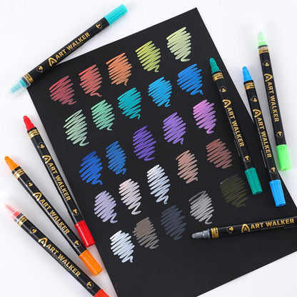 36-Colour Dual Tip Acrylic Paint Pens - Quick-Dry Waterproof Markers for Kids' Art & Crafts, Rock Painting.