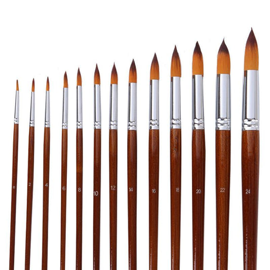 Professional 13-Piece Artist Brush Set - Flat & Filbert Nylon Bristles for Acrylic, Oil & Watercolor.