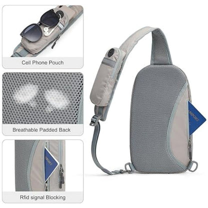 White Lightweight Crossbody Sling Bag - Versatile Chest Daypack for Hiking, Travel & Daily Use