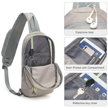 Black Lightweight Crossbody Sling Bag - Versatile Chest Daypack for Hiking, Travel & Daily Use