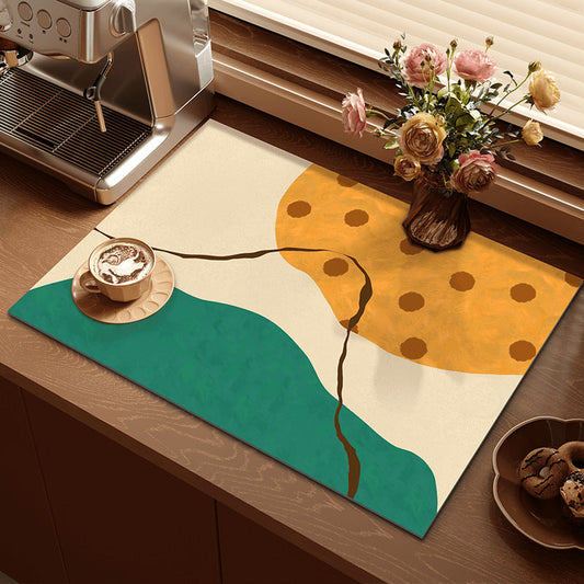 2-Piece Mountain Pattern Dopamine Drain Mat Set - 30x40cm Coffee Machine Mat, Bar Mat, Heat Resistant Kitchen Countertop Absorbent Mat