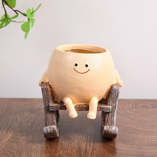 Cute Swing Planter - Hanging Succulent Pot, Craft Ornament for Outdoor Garden & Courtyard Plants.