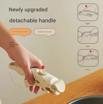 White Universal Detachable Pot Handle - Anti-Scald Handle Accessory for Milk Pots & Woks, General Purpose