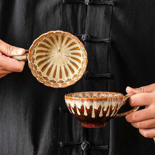 Beige-brown Creative Retro Kiln-Glazed Ceramic Cup - Exquisite Coffee & Afternoon Tea Mug, Home Milk Cup, Unique Gift.