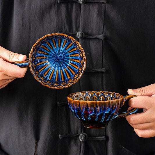 Blue-brown Creative Retro Kiln-Glazed Ceramic Cup - Exquisite Coffee & Afternoon Tea Mug, Home Milk Cup, Unique Gift.