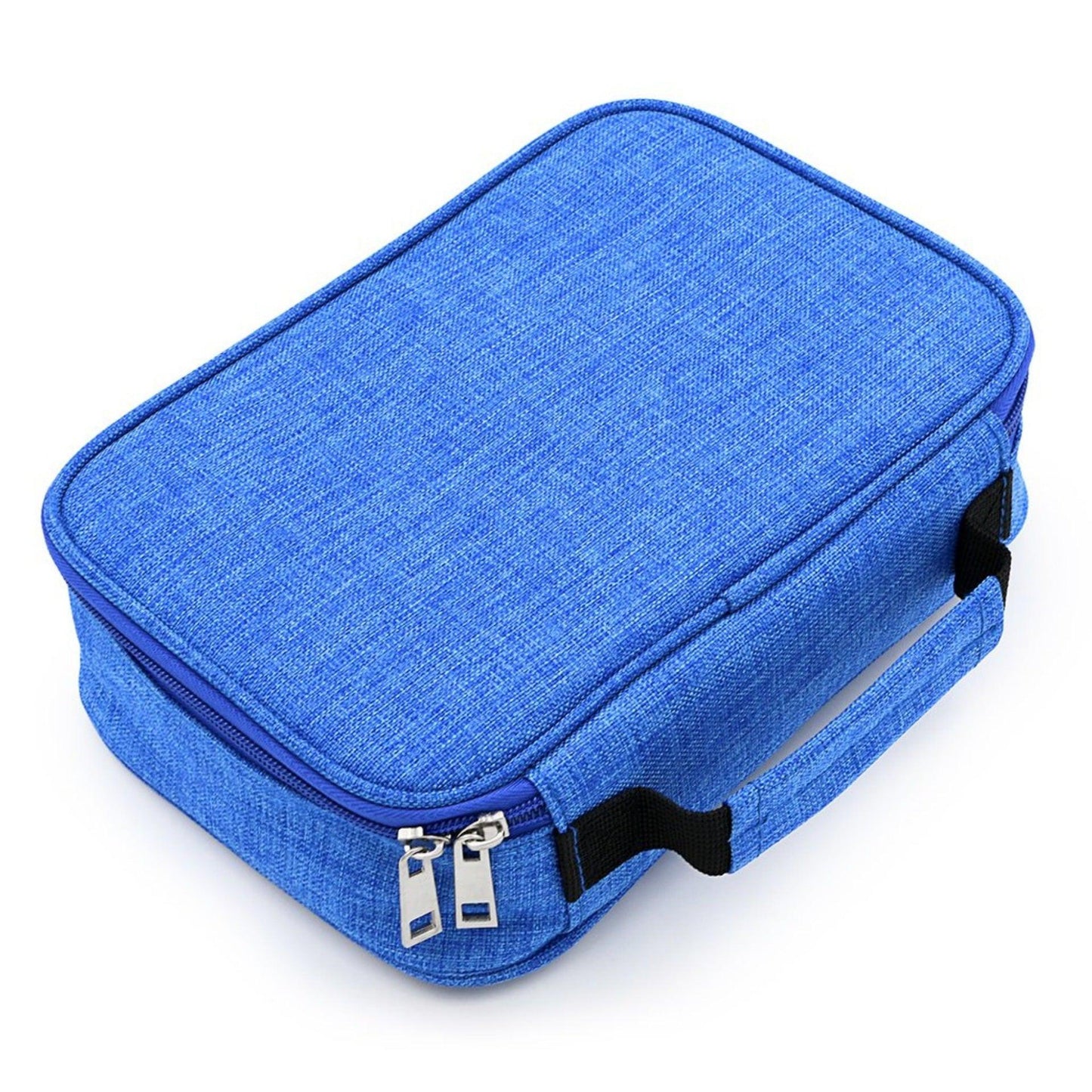 Blue Large Capacity 72-Slot Pencil Case - Multi-functional Oxford Cloth Storage for Students, Artists & Stationery (23x7x16 cm, 228g).