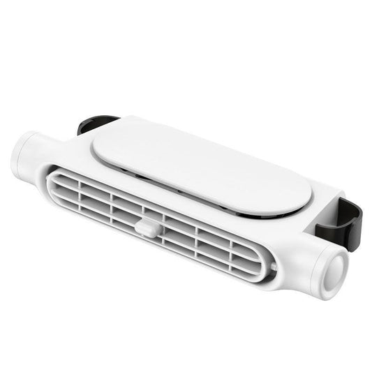 White Car Seat Headrest Fan - USB Powered Bladeless Rear Seat Fan for Vehicle Cooling (175x75x34mm).