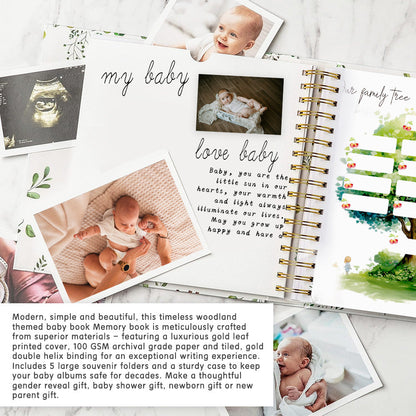 Bunny Printed Baby Memory Book with Gift Box Hardcover Milestone Journal Your First Years Story Cute Bunny Theme for Boys Girls Pregnancy to Toddler Keepsake.