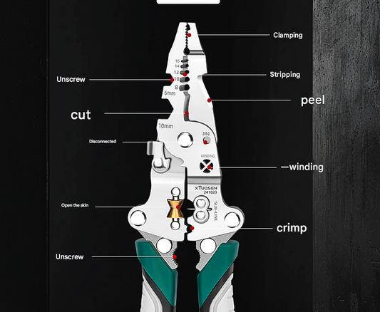 Multi-Function Wire Stripper and Crimper Pliers 210mm All-in-One Electrical Tool for Cutting Stripping and Winding - Ideal for Professional and DIY Use.