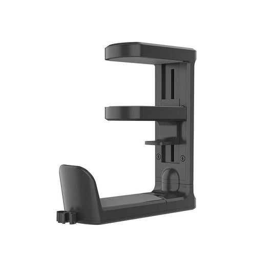 Black Under Desk Headphone Hanger Clamp 360 Degree Rotating - Adjustable Headset Holder Hook with Cable Organiser for Home Office & Gaming Setup (Fits 1-5.5cm Desks).