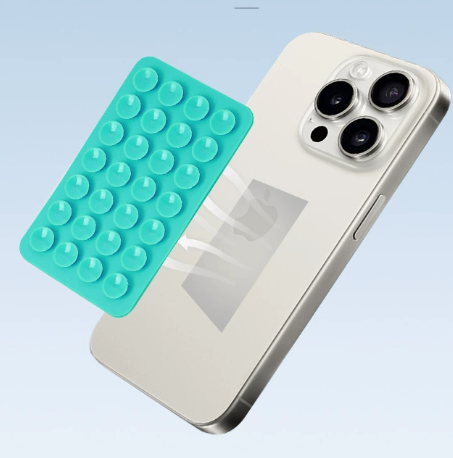 Lake Green 10 Pack Rectangular Silicone Suction Phone Mount Holder - 28 Cup Adhesive Sticky Pad for Hands-Free Selfies & Videos - Universal Grip for Mirrors & Glass.