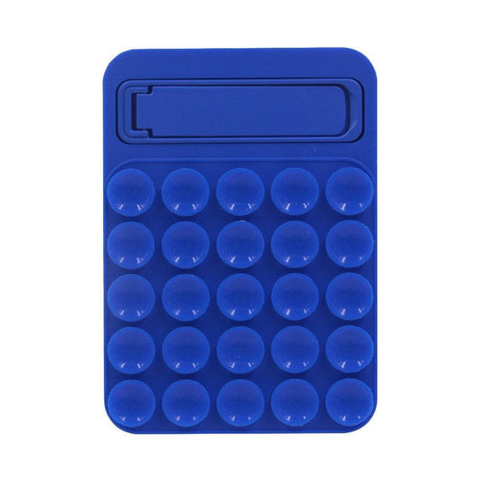 Blue 4 Pack Silicone Suction Phone Mount with Foldable Kickstand - Adhesive Sticky Grip Pad for Mirrors & Glass - 2-in-1 Hands-Free Holder for Content Creation.