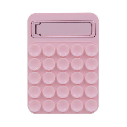 Pink 4 Pack Silicone Suction Phone Mount with Foldable Kickstand - Adhesive Sticky Grip Pad for Mirrors & Glass - 2-in-1 Hands-Free Holder for Content Creation.
