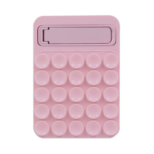 Pink 4 Pack Silicone Suction Phone Mount with Foldable Kickstand - Adhesive Sticky Grip Pad for Mirrors & Glass - 2-in-1 Hands-Free Holder for Content Creation.