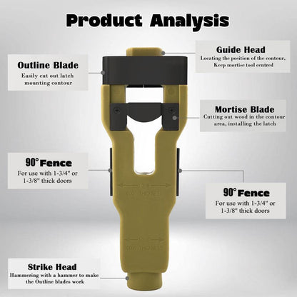 Door Latch Mortise Tool 25mm - Precision Woodworking Jig for Lock Faceplate Installation - Hammer-Driven Chisel Mortiser for DIY & Carpentry (165mm Length).