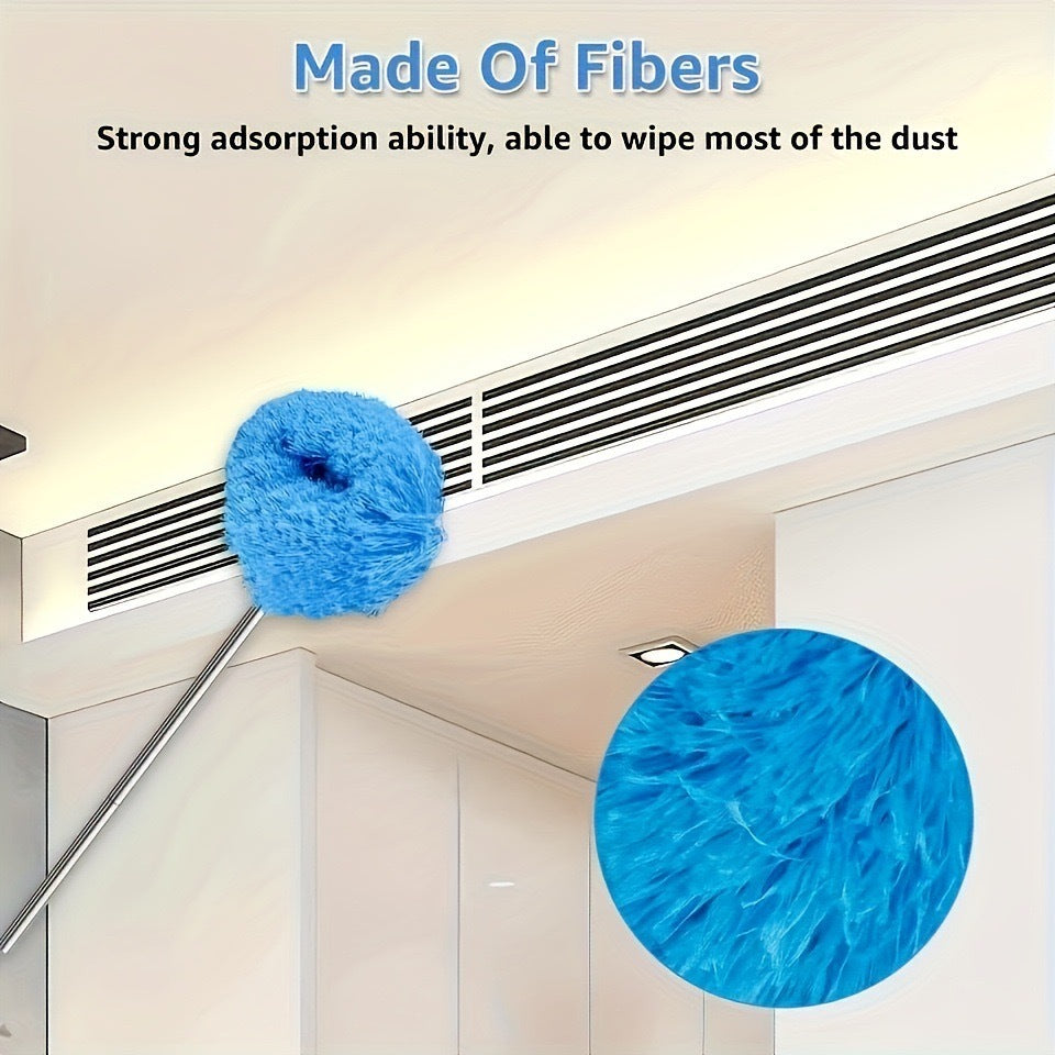Orange 4 Pack Telescopic Microfiber Duster with Extendable Stainless Steel Pole - Anti-Static Ceiling Fan Cleaning Tool for High Reach & Tight Gaps - Washable & Compact Design (33cm - 80cm)