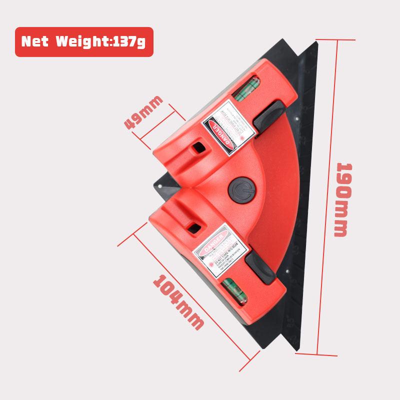 Red 90 Degree Laser Square Level Tool - Right Angle Line Projector for Tiling & Flooring Layout - Dual Bubble Alignment Aid for DIY Renovation (190mm).